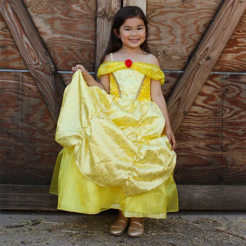 Robe jaune de la Belle 5-6 ans Great Pretenders