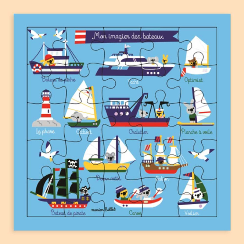 Carte puzzle mon imagier des bateaux de Cartesdart