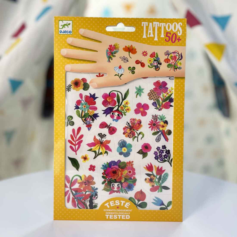 Tatouages fleurs Aqua Flor pour les enfants de Djeco