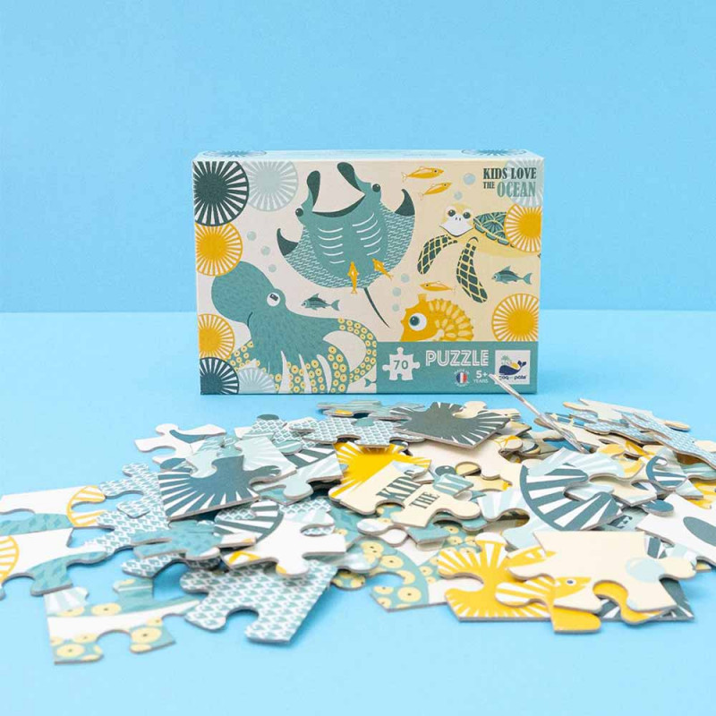 Puzzle Kids Love the Ocean 70 pièces de Coq en pâte