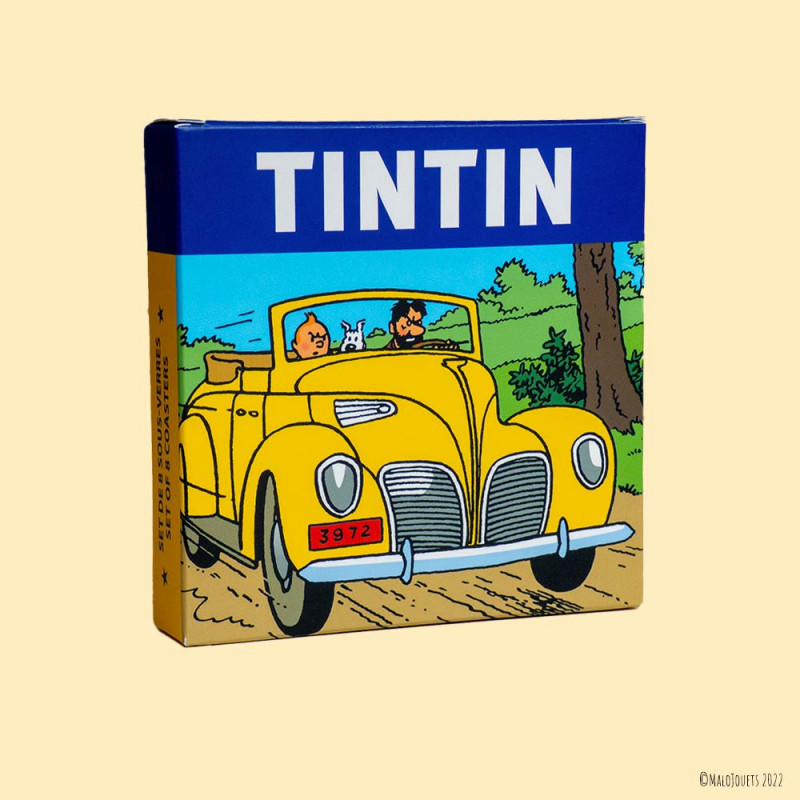 Set de 8 sous-verres voitures Tintin 04358