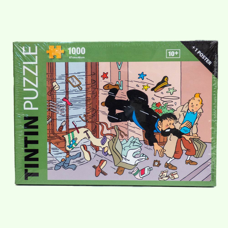 Puzzle chute porte tambour de Tintin 1000 pièces & poster 81555