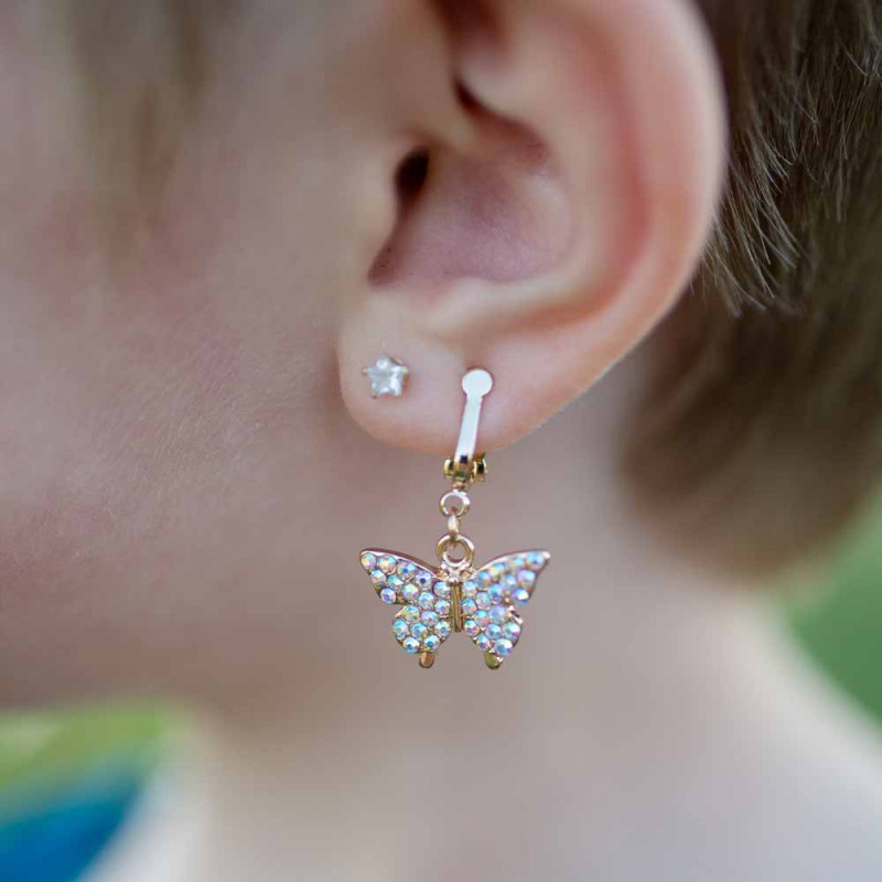 ▷ Paire de boucles d'oreilles papillon pour petite fille