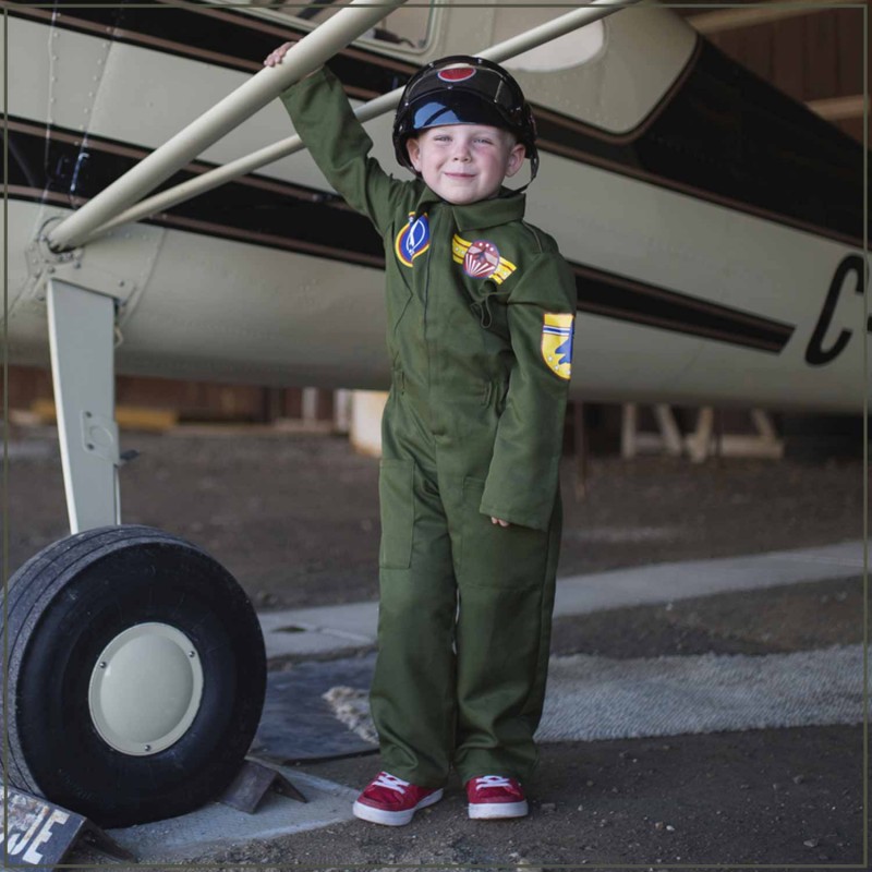 Costume pilote d'avion Airforce avec casque et badge