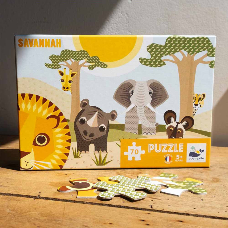 Puzzle pour les enfants savane fabriqué en France