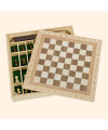 Coffret jeux de société en bois (dames, échecs et moulin)
