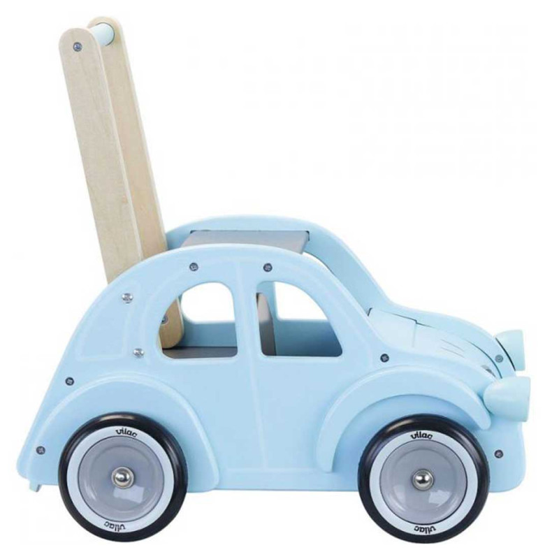 chariot de marche voiture bleue en bois 1132
