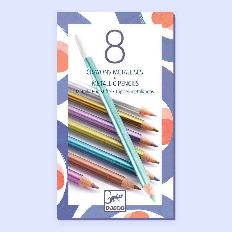 8 crayons métalliques de couleurs métallisés de Djeco DJ09753
