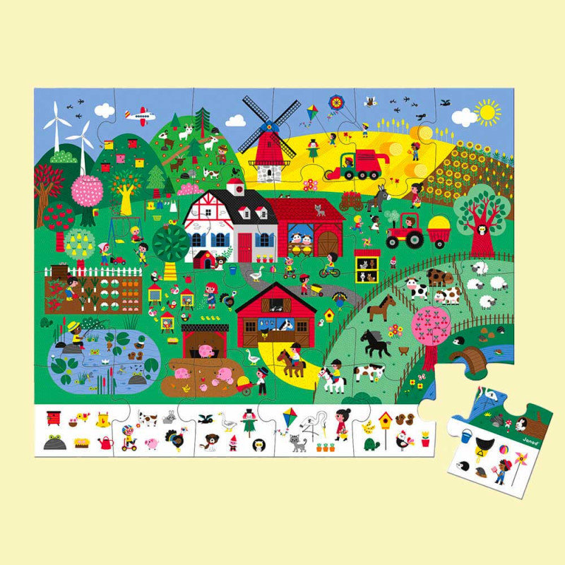 Puzzle d'observation la ferme de 24 pcs pour les enfants avec valisette by Janod