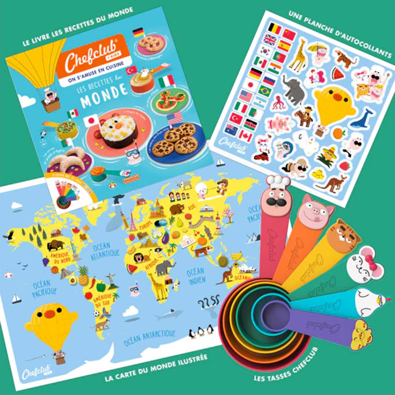 Livre de recette, carte du monde et tasses Chefclub Kids 557380
