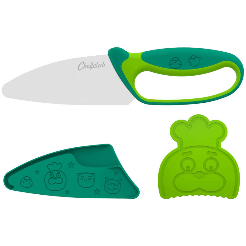 Le contenu du coffret couteau vert pour les enfants
