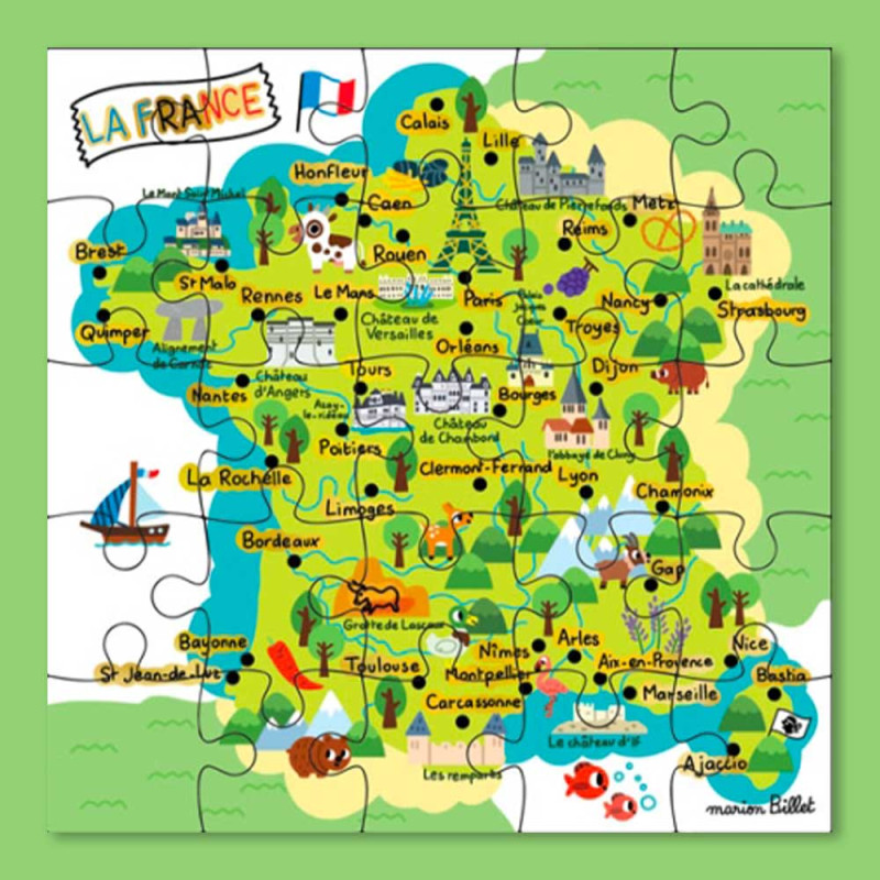Carte puzzle La France de Cartesdart