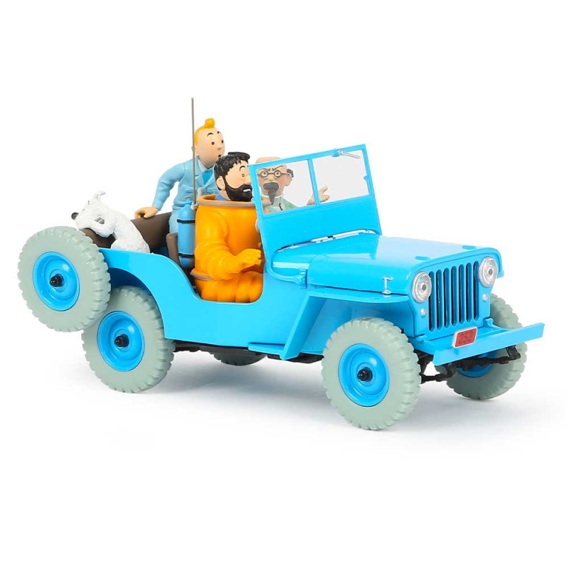 Voiture Tintin Jeep bleue objectif Lune 1/24 - Figurine collection