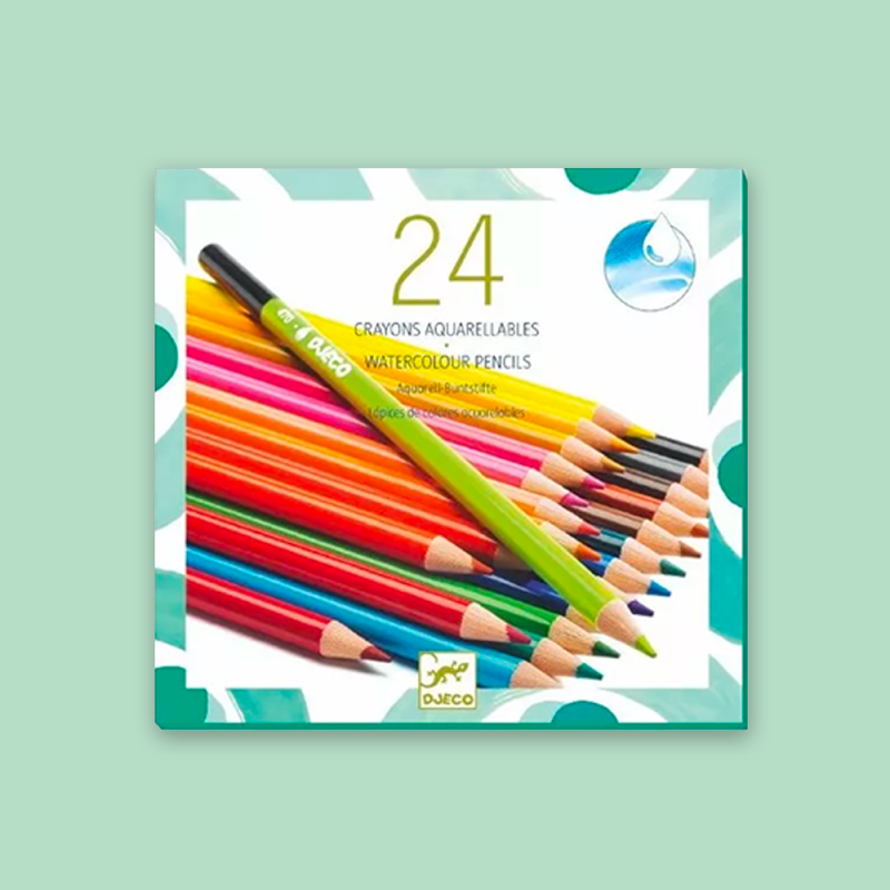 Pochette 24 crayons de couleurs aquarellables FSC de Djeco