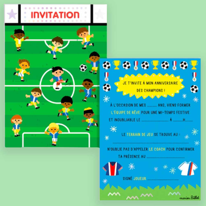 8 Cartes invitations Football Editions Cartes d'art