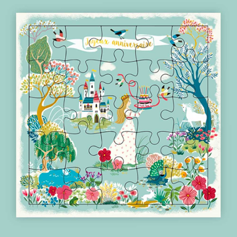 Carte puzzle Joyeux Anniversaire Princesse de Cartes d'art