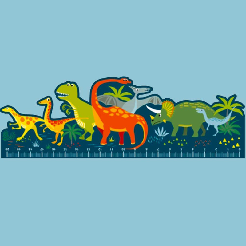 Règle en bois "Dinosaures Jurassique" Editions Cartes d'art