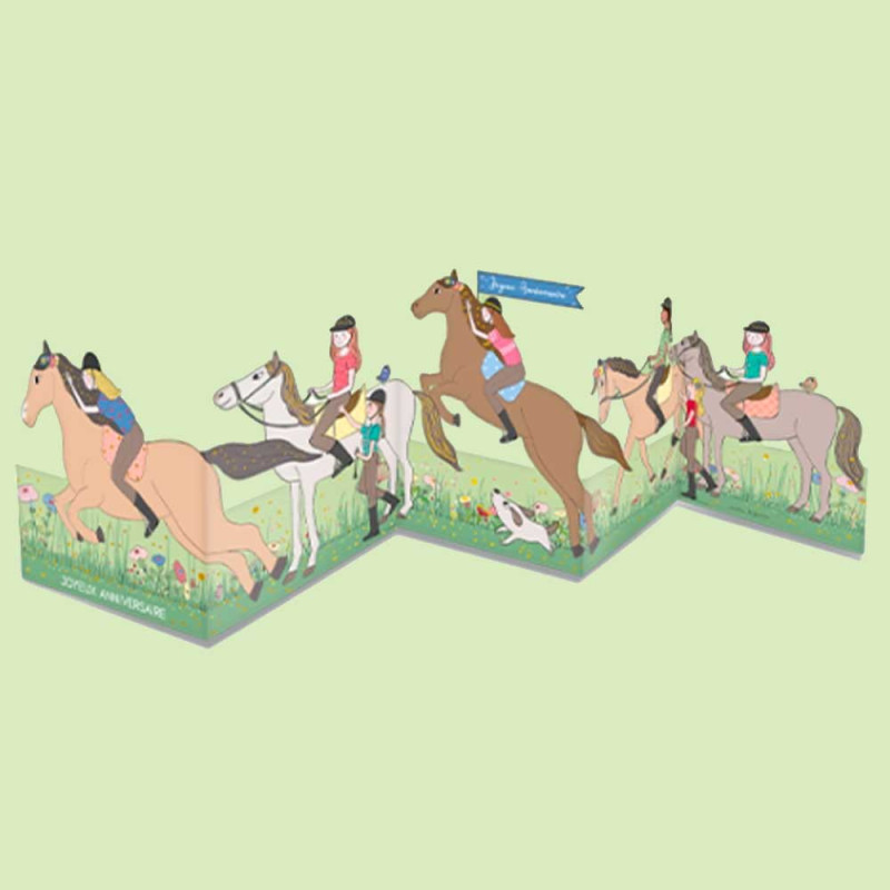 Carte postale Pop-up 3D équitation joyeux anniversaire de Cartes d'Art