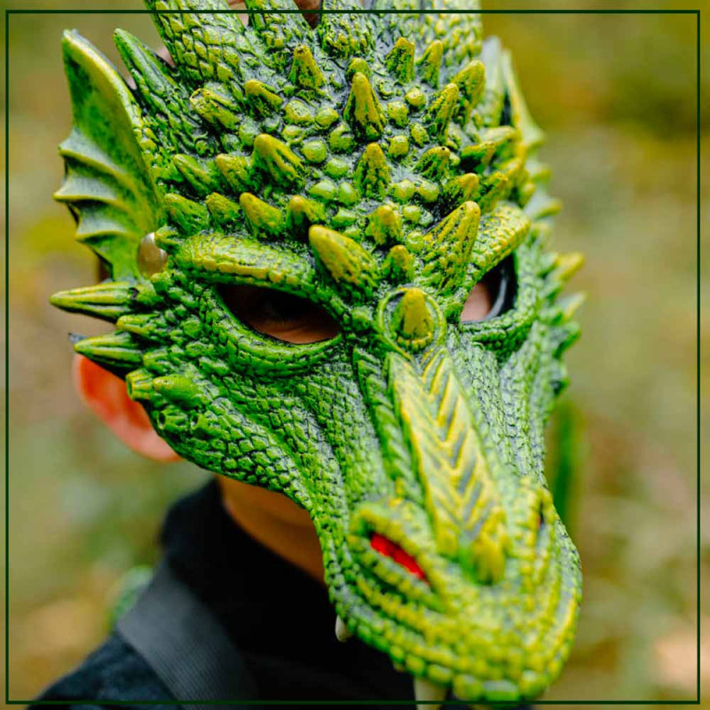 Accessoire de déguisement dragon masque vert Great Pretenders