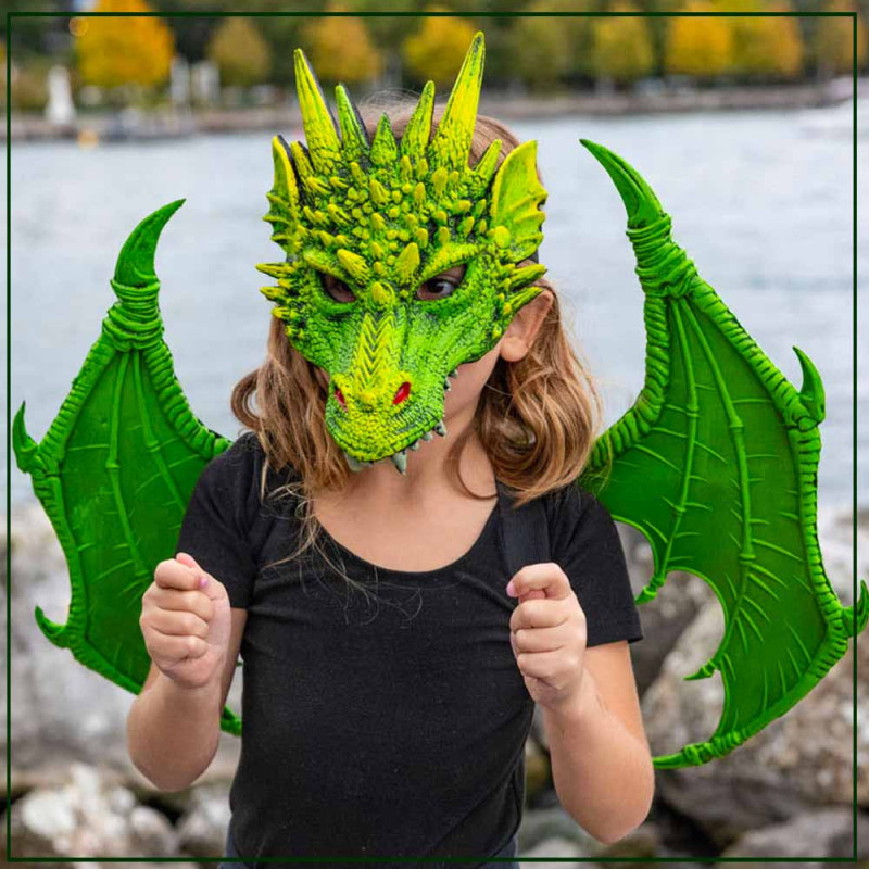 Masque dragon déguisement Great Pretenders - Vert