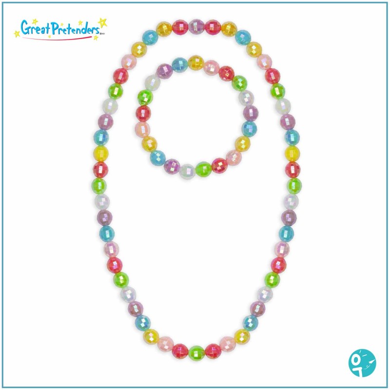 Collier et bracelet de perles colorées fille