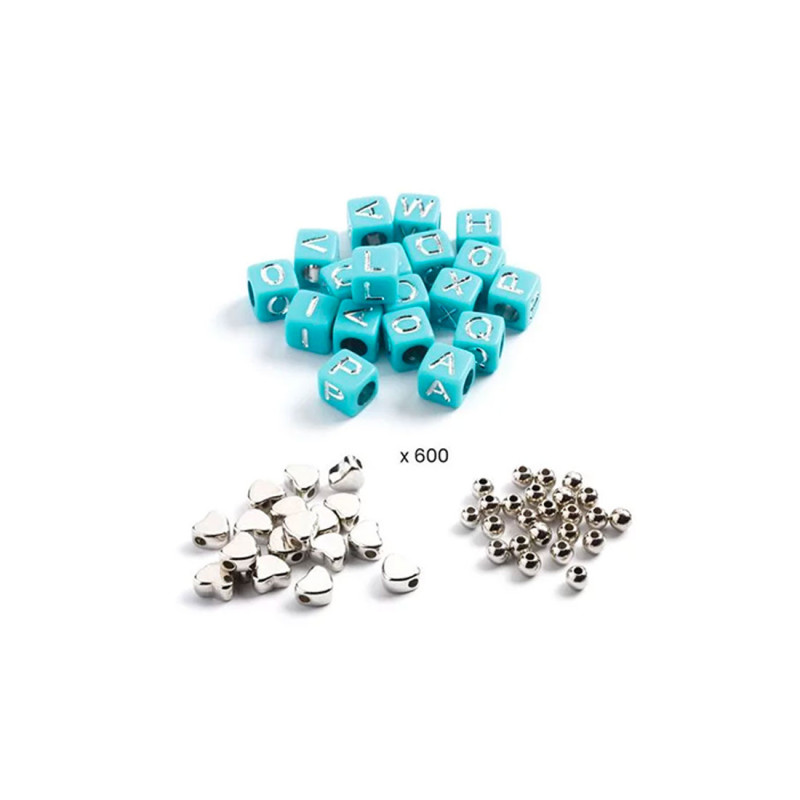 Coffret 1000 perles argentées de l'alphabet de Djeco
