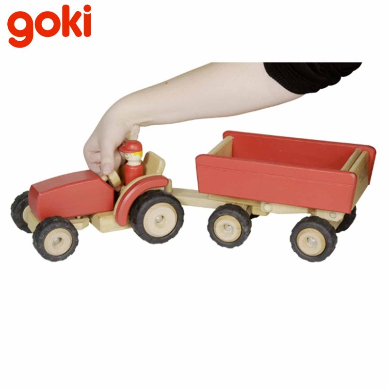 Tracteur rouge avec remorque pour les enfants