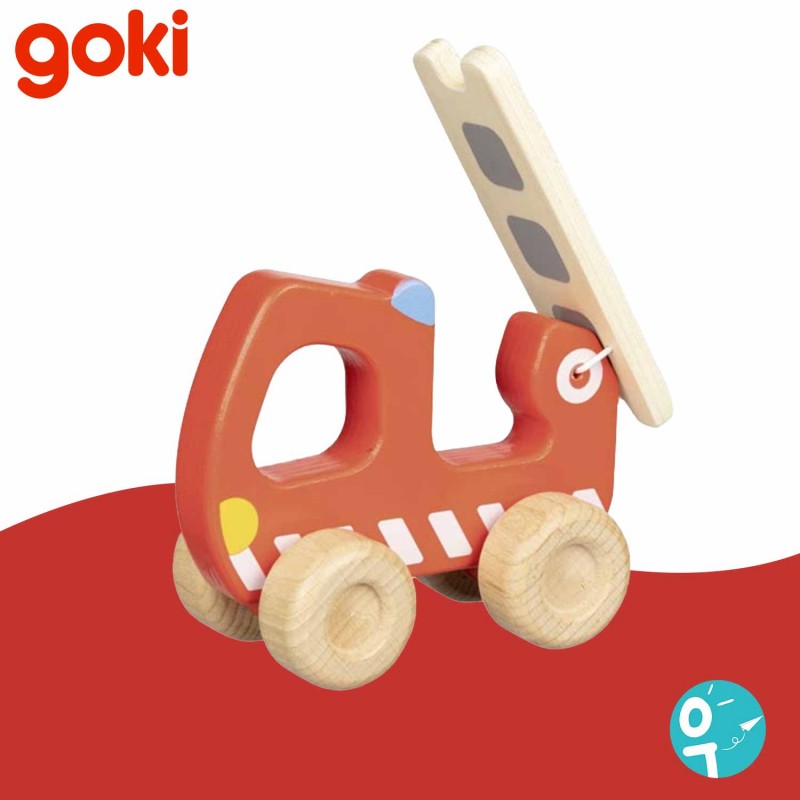 Camion de pompiers en bois avec échelle pour les enfants de Goki