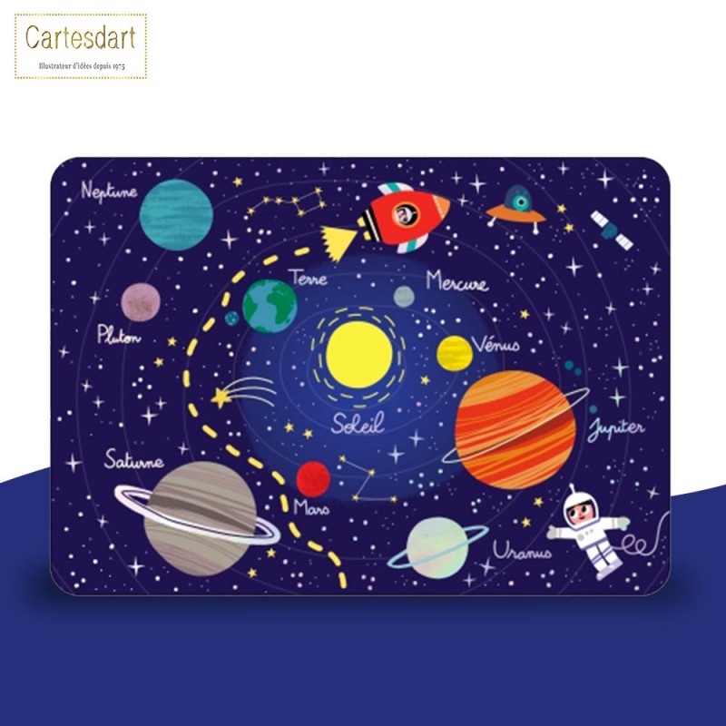 Set de table pour les Enfants apprendre l'espace et les planètes avec Cartesdart