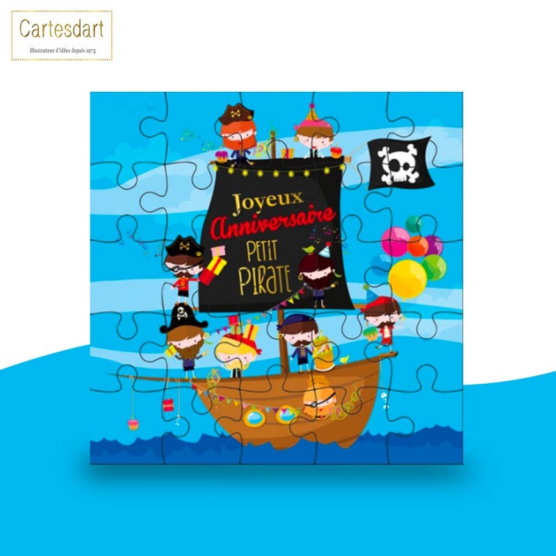 Carte Puzzle Anniversaire "Les Pirates" de Cartesdart