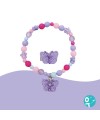 Bague et bracelet en perles papillon violet Great Pretenders