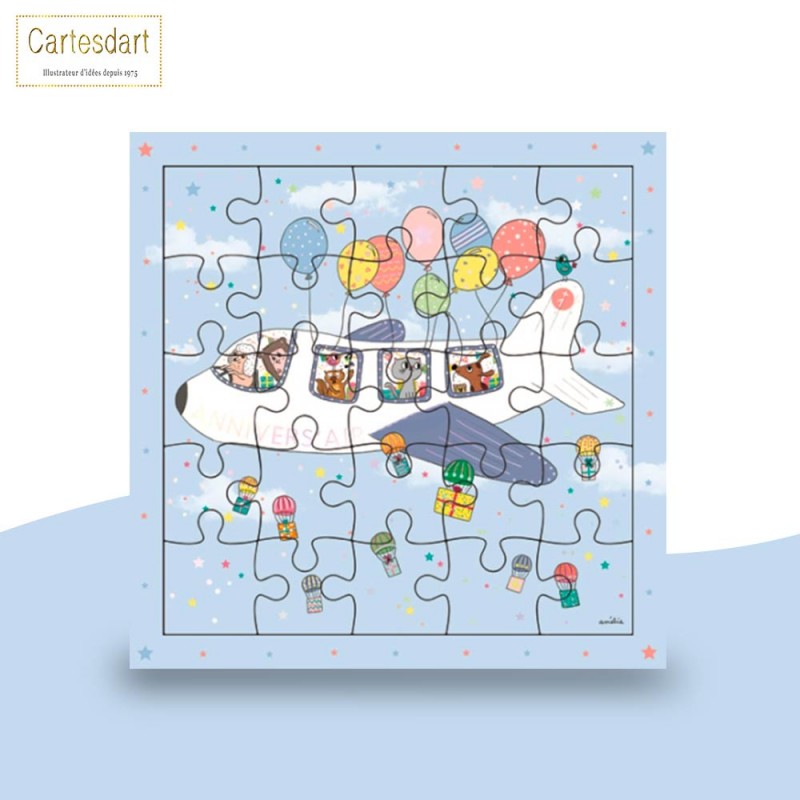 Carte Puzzle Anniversaire "L'avion" de Cartesdart
