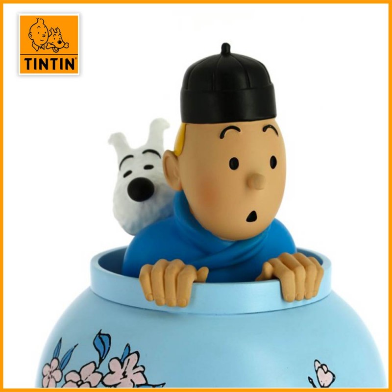 Figurine Tintin dans la potiche Lotus bleu