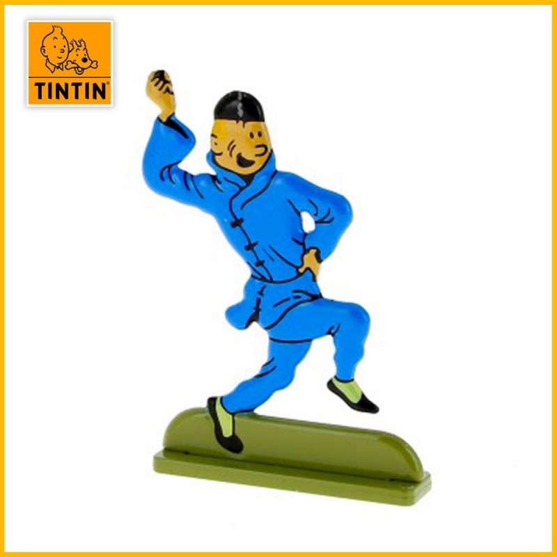 Tintin dansant Lotus bleu Figurine plate en métal Moulinsart 29200