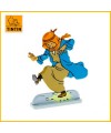 Tintin marche sur un pétard Figurine plate en métal Moulinsart 29209