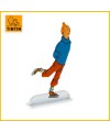 Tintin fait du patinage sur glace Figurine plate en métal