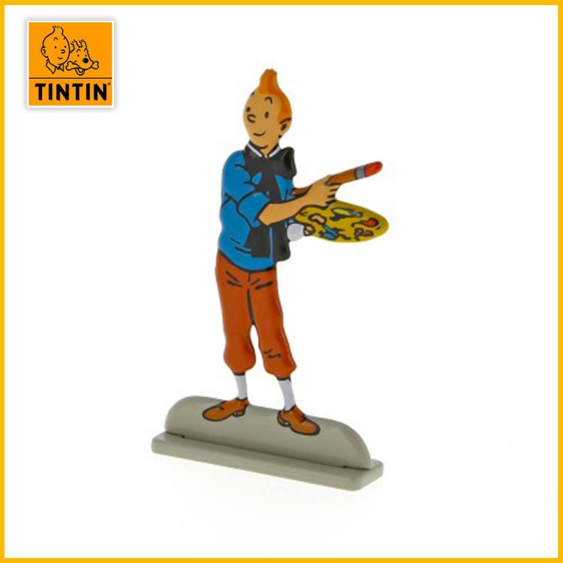 Figurine relief métal Tintin peintre 29231