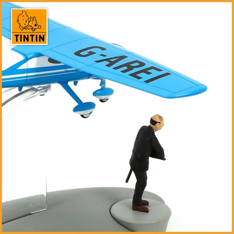 L'avion bleu de Müller - L'île Noire - Figurine avion Tintin - vue de dos