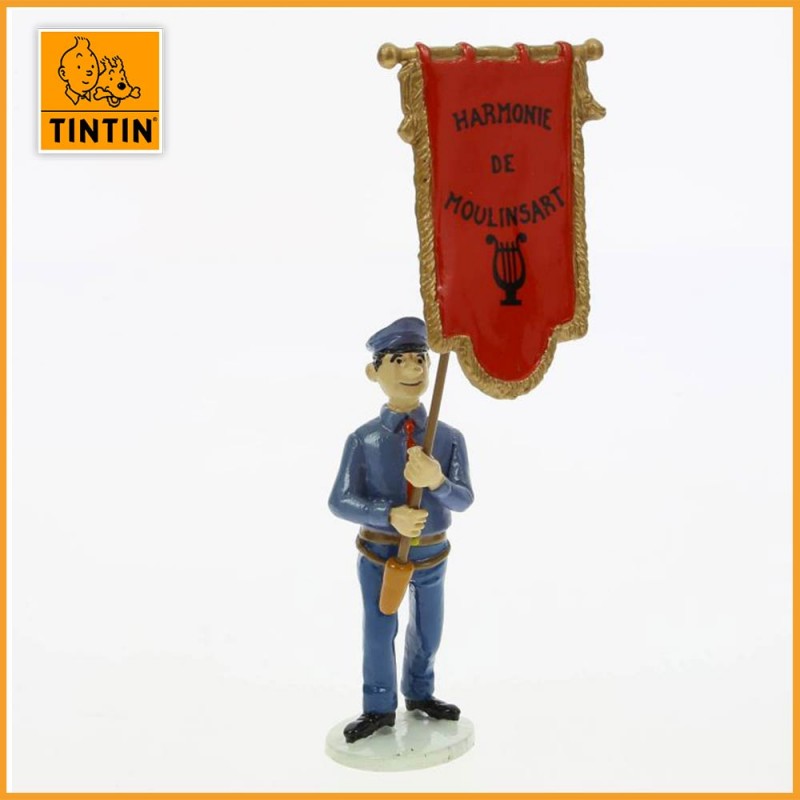 Porte Drapeau - Tintin carte de voeux 1972 - Figurine Alliage Tintin