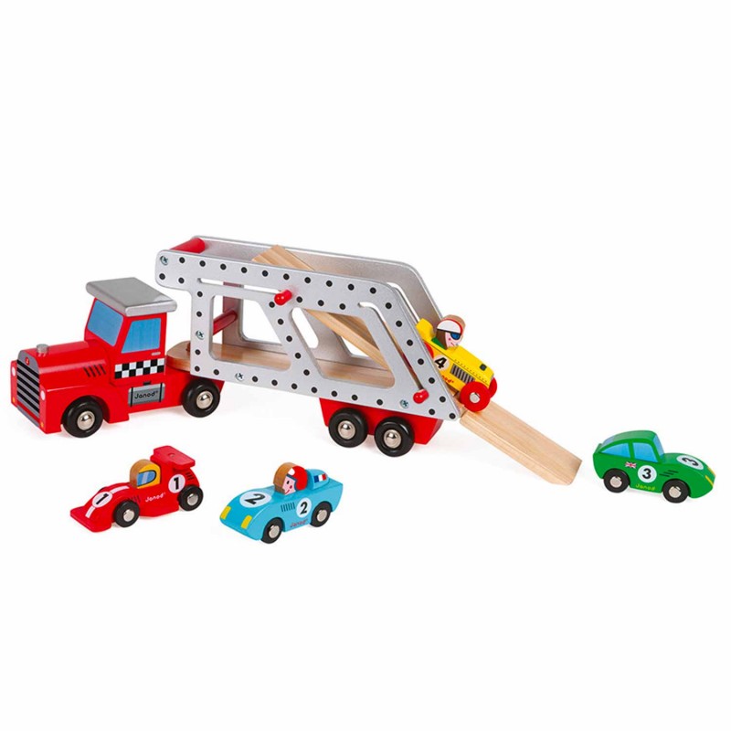 Un jouet en bois pour les enfants : camion et voitures
