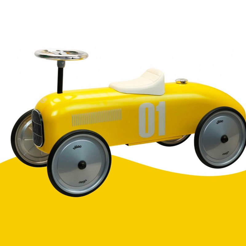 Porteur voiture de course vintage jaune de Vilac