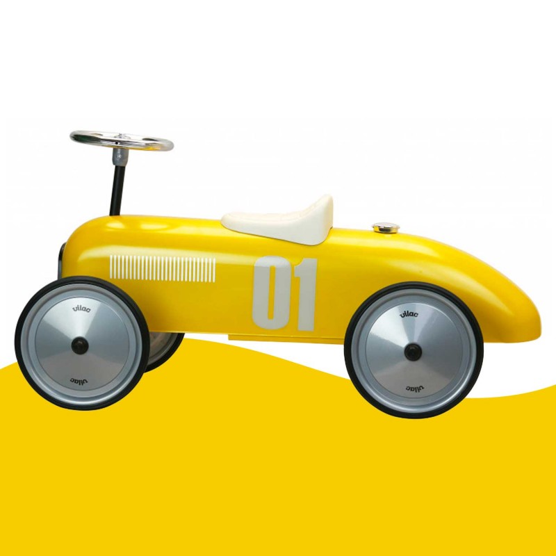 Porteur jaune voiture vintage métal Vilac