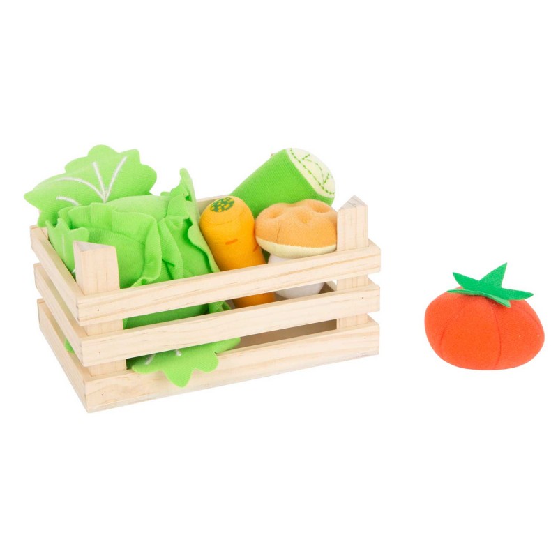 Cageot en bois avec légumes pour les enfants
