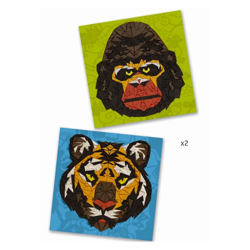 les deux tableaux de mosaïques pour les enfants : un tigre et un gorille