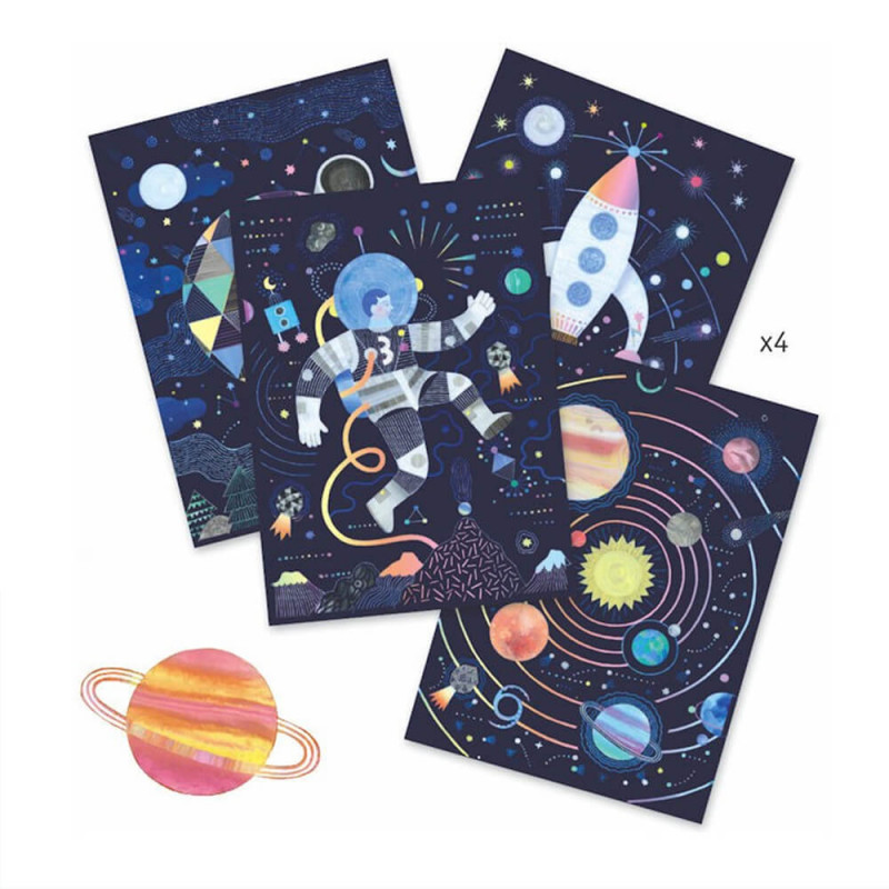 Les 4 cartes à gratter spatiale pour les enfants