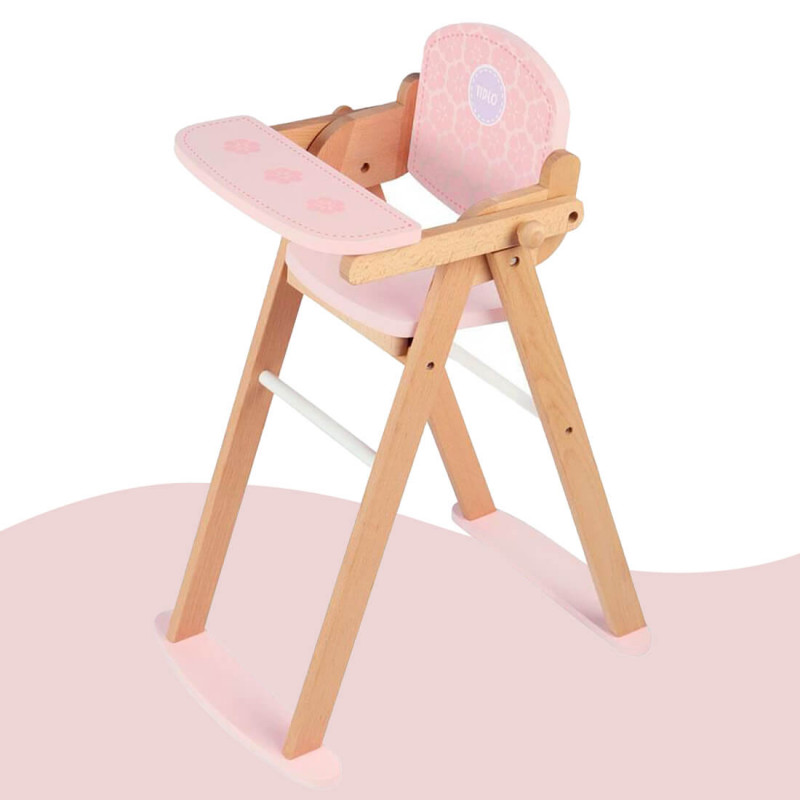 Chaise haute en bois pour poupée Tidlo
