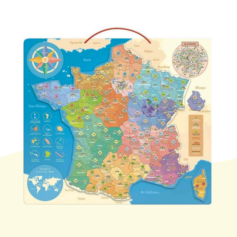 Puzzle bois magnétique carte de France Vilac