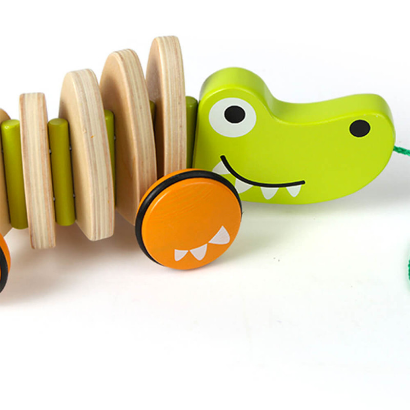 Alligator, crocodile à roues à tirer, jouet en bois Plan toys