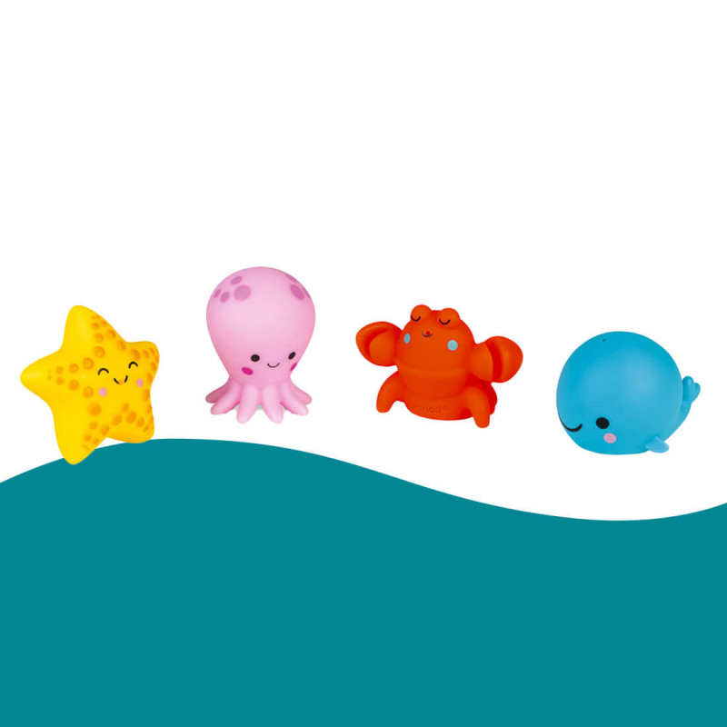 4 petits animaux marins comme jouet de bain pour les enfants