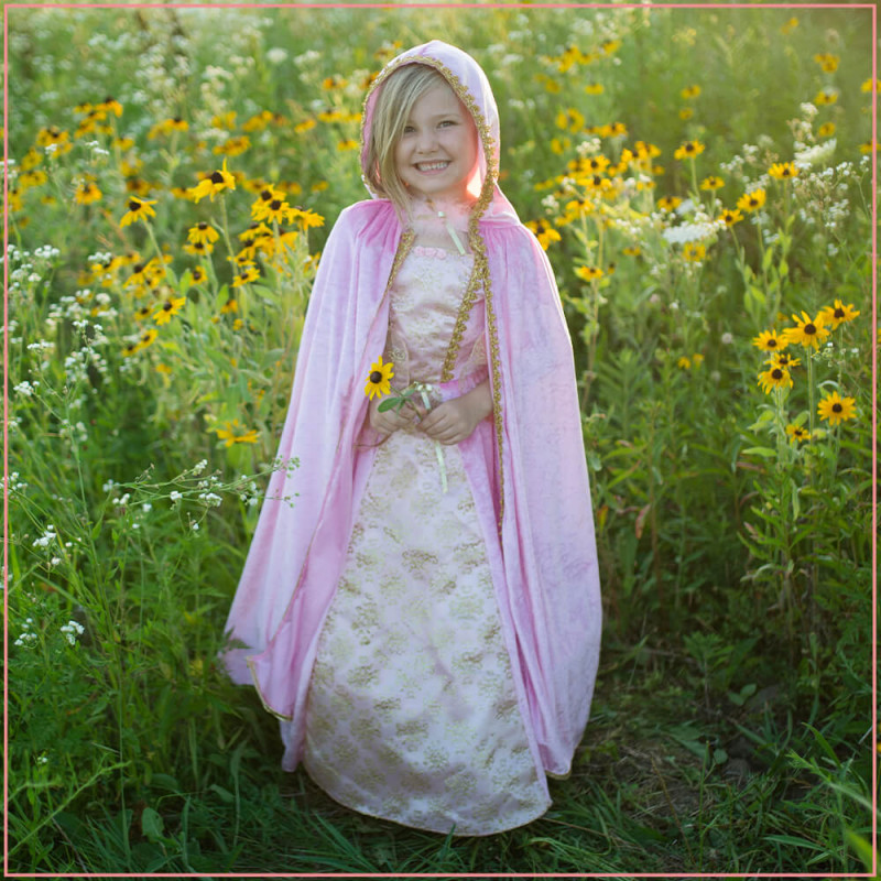Robe de princesse, cape et couronne roses 5/6 ans Great Pretenders